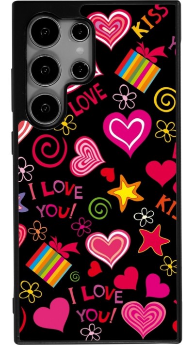 Samsung Galaxy S25 Ultra Case Hülle - Silikon schwarz Valentine 2023 love symbols