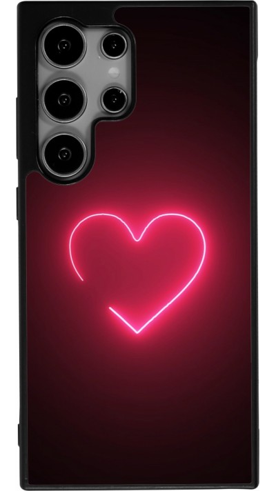 Samsung Galaxy S25 Ultra Case Hülle - Silikon schwarz Valentine 2023 single neon heart
