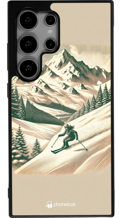 Coque Samsung Galaxy S25 Ultra - Silicone rigide noir Vintage Ski Mountain