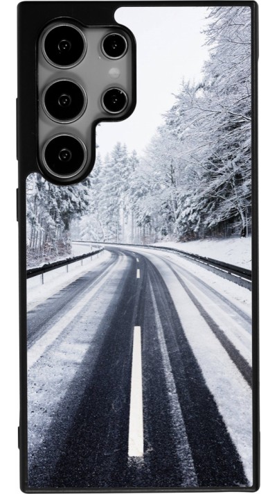 Samsung Galaxy S25 Ultra Case Hülle - Silikon schwarz Winter 22 Snowy Road