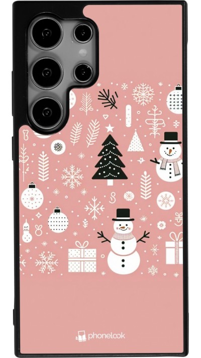 Samsung Galaxy S25 Ultra Case Hülle - Silikon schwarz Weihnachten 2024 Rose Schneemann Weihnachten