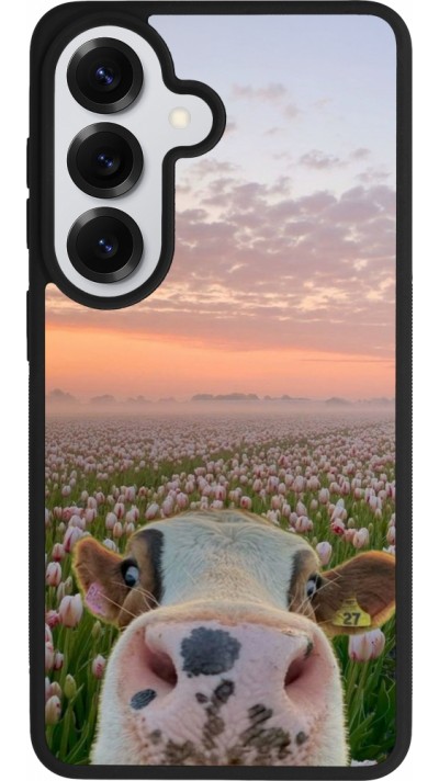 Coque Samsung Galaxy S26 - Silicone rigide noir Cow with tulips 2026