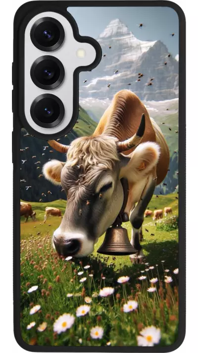 Coque Samsung Galaxy S26 - Silicone rigide noir Vache montagne Valais