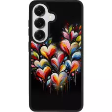 Coque Samsung Galaxy S26 - Silicone rigide noir Valentine 2024 Coeur Noir Abstrait