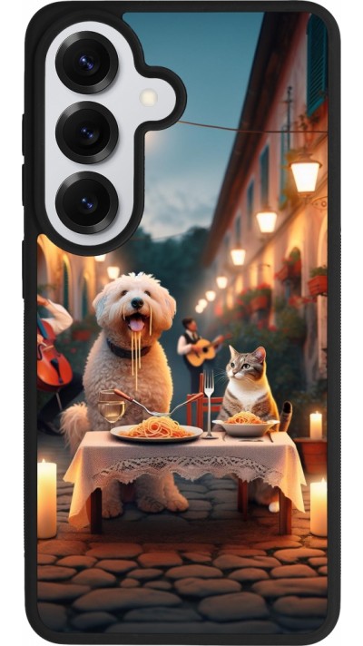 Samsung Galaxy S26 Case Hülle - Silikon schwarz Valentin 2024 Hund & Katze Kerzenlicht