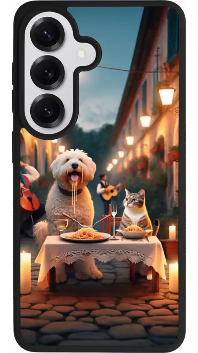 Coque Samsung Galaxy S26 - Silicone rigide noir Valentine 2024 Dog & Cat Candlelight