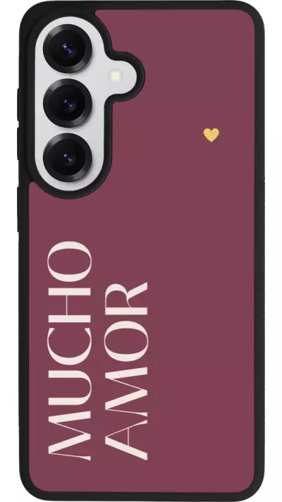 Coque Samsung Galaxy S26 - Silicone rigide noir Valentine 2024 mucho amor rosado