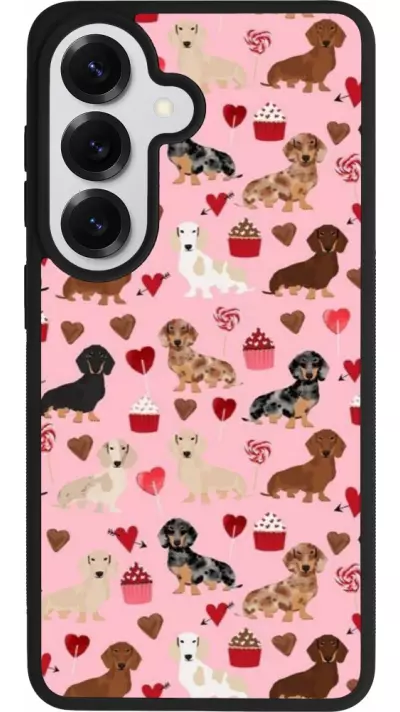 Coque Samsung Galaxy S26 - Silicone rigide noir Valentine 2024 puppy love