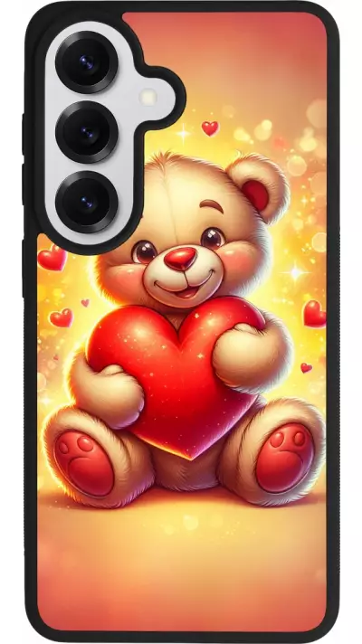 Coque Samsung Galaxy S26 - Silicone rigide noir Valentine 2024 Teddy love