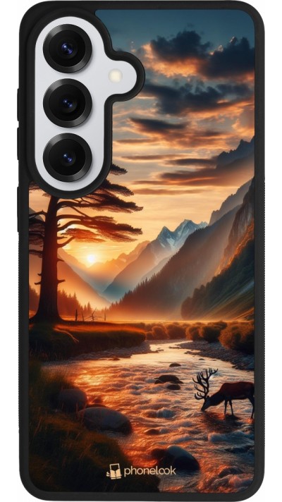 Samsung Galaxy S26 Case Hülle - Silikon schwarz Tal Sonnenuntergang Hirsch Baum