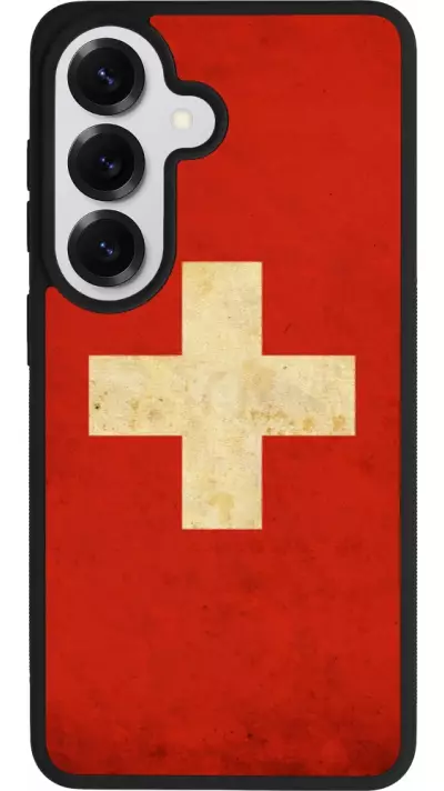 Coque Samsung Galaxy S26 - Silicone rigide noir Vintage Flag SWISS