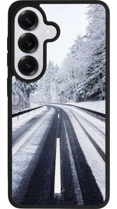 Coque Samsung Galaxy S26 - Silicone rigide noir Winter 22 Snowy Road