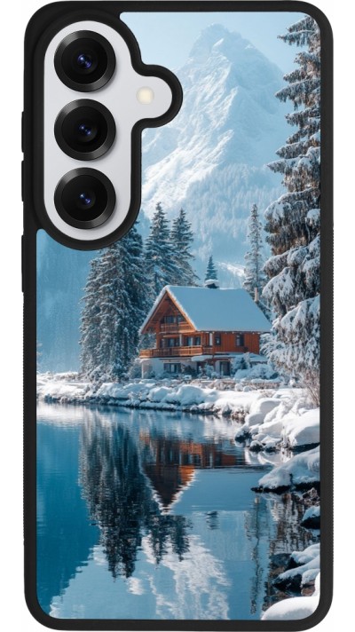 Coque Samsung Galaxy S26 - Silicone rigide noir Winter 25 Winter house forest day