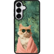 Samsung Galaxy S26+ Case Hülle - Silikon schwarz Cat Summer Palms