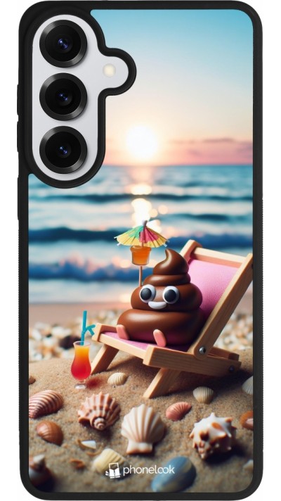 Samsung Galaxy S26+ Case Hülle - Silikon schwarz Kackhaufen Emoji auf Liegestuhl