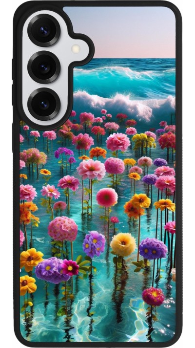 Coque Samsung Galaxy S26+ - Silicone rigide noir Flower sea waves