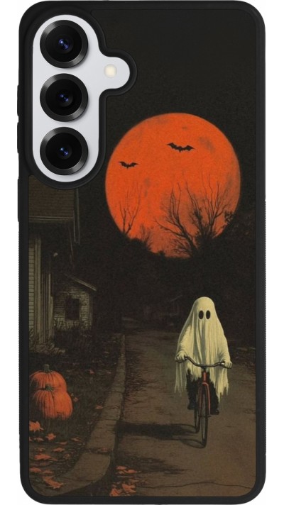 Samsung Galaxy S26+ Case Hülle - Silikon schwarz Halloween 2025 Ghost on a bicycle