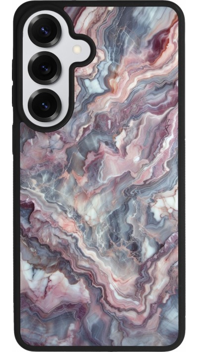 Coque Samsung Galaxy S26+ - Silicone rigide noir Marbre violette argentée