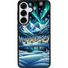 Coque Samsung Galaxy S26+ - Silicone rigide noir Snowy Mountain Village Lake night