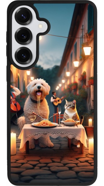 Samsung Galaxy S26+ Case Hülle - Silikon schwarz Valentin 2024 Hund & Katze Kerzenlicht