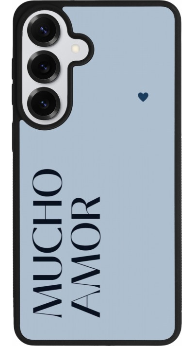 Coque Samsung Galaxy S26+ - Silicone rigide noir Valentine 2024 mucho amor azul