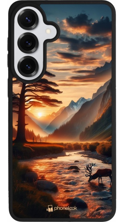 Samsung Galaxy S26+ Case Hülle - Silikon schwarz Tal Sonnenuntergang Hirsch Baum