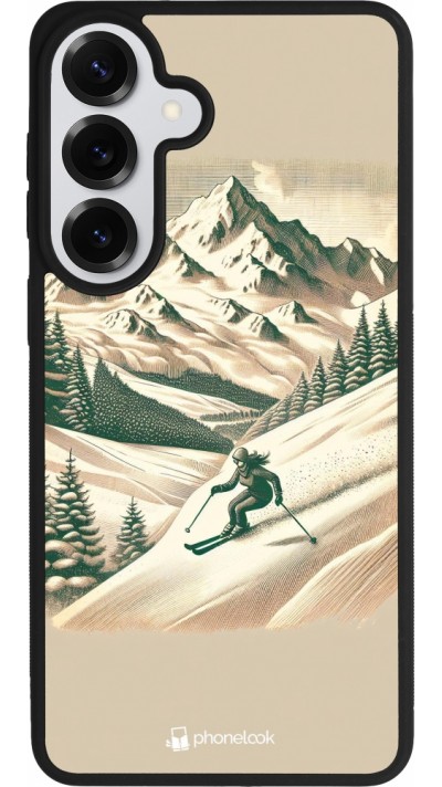 Coque Samsung Galaxy S26+ - Silicone rigide noir Vintage Ski Mountain