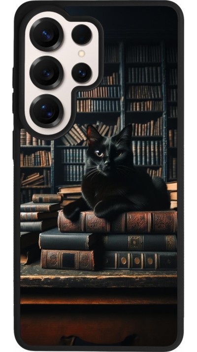 Samsung Galaxy S26 Ultra Case Hülle - Silikon schwarz Katze Bücher dunkel