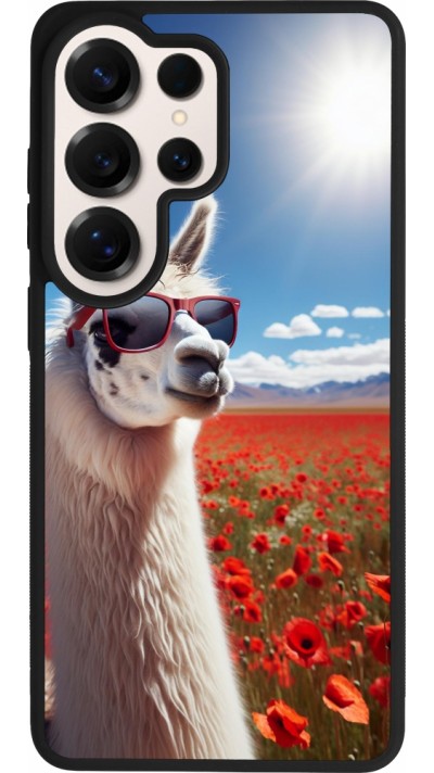 Samsung Galaxy S26 Ultra Case Hülle - Silikon schwarz Lama Chic in Mohnblume