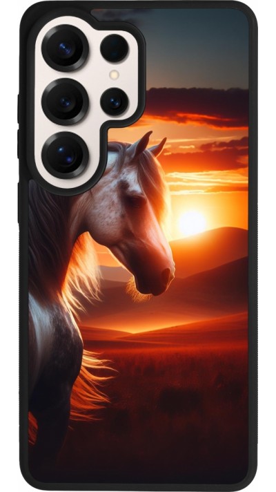Samsung Galaxy S26 Ultra Case Hülle - Silikon schwarz Majestätischer Sonnenuntergang Pferd