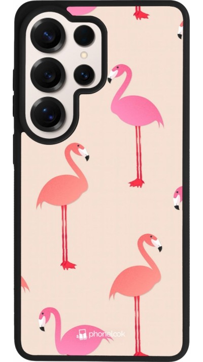 Samsung Galaxy S26 Ultra Case Hülle - Silikon schwarz Pink Flamingos Pattern