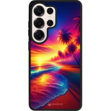 Coque Samsung Galaxy S26 Ultra - Silicone rigide noir Plage coucher soleil flashy