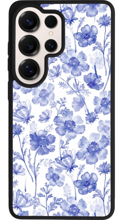 Samsung Galaxy S26 Ultra Case Hülle - Silikon schwarz Spring 23 watercolor blue flowers