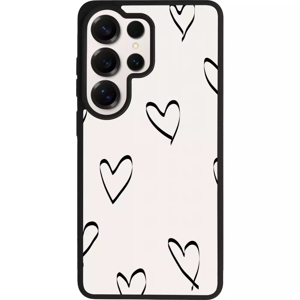 Coque Samsung Galaxy S26 Ultra - Silicone rigide noir Valentine 2023 minimalist hearts
