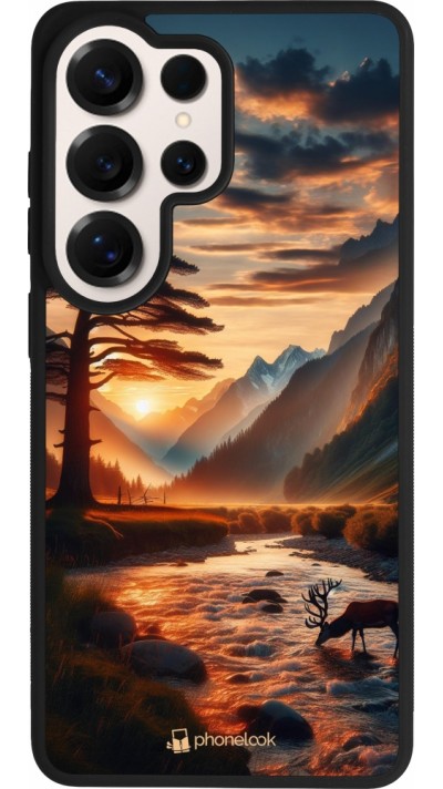 Samsung Galaxy S26 Ultra Case Hülle - Silikon schwarz Tal Sonnenuntergang Hirsch Baum
