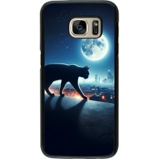 Samsung Galaxy S7 Case Hülle - Schwarze Katze unter dem Vollmond