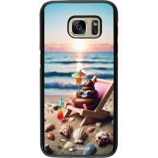 Samsung Galaxy S7 Case Hülle - Kackhaufen Emoji auf Liegestuhl