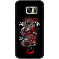 Samsung Galaxy S7 Case Hülle - Japanese style Dragon Tattoo Red Black