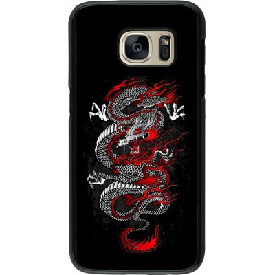 Samsung Galaxy S7 Case Hülle - Japanese style Dragon Tattoo Red Black