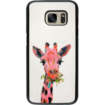 Samsung Galaxy S7 Case Hülle - Pink Girafe Paint