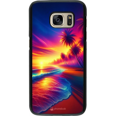 Samsung Galaxy S7 Case Hülle - Strand Sonnenuntergang auffällig