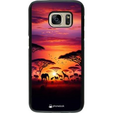Samsung Galaxy S7 Case Hülle - Safari Sonnenuntergang Wildtiere