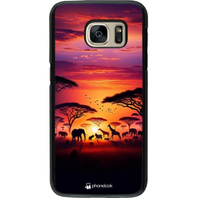 Samsung Galaxy S7 Case Hülle - Safari Sonnenuntergang Wildtiere