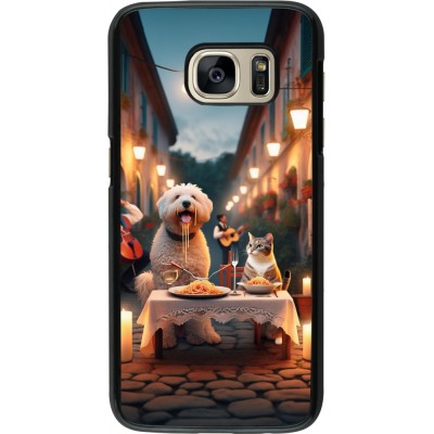 Samsung Galaxy S7 Case Hülle - Valentin 2024 Hund & Katze Kerzenlicht