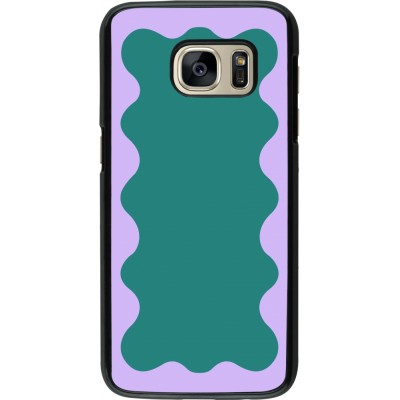 Samsung Galaxy S7 Case Hülle - Wavy Rectangle Green Purple