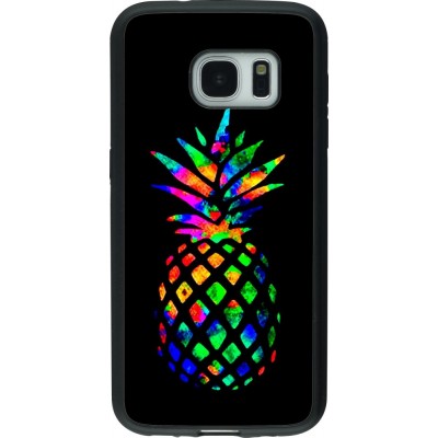 Hülle Samsung Galaxy S7 - Silikon schwarz Ananas Multi-colors
