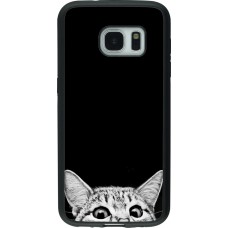 Hülle Samsung Galaxy S7 - Silikon schwarz Cat Looking Up Black