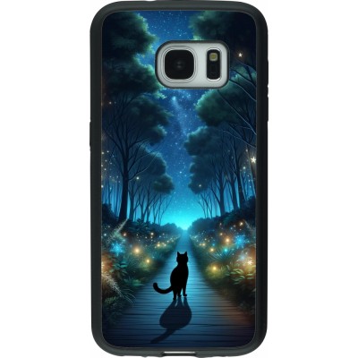 Samsung Galaxy S7 Case Hülle - Silikon schwarz Schwarze Katze Spaziergang
