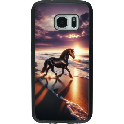Samsung Galaxy S7 Case Hülle - Silikon schwarz Pferd majestätisch Strand
