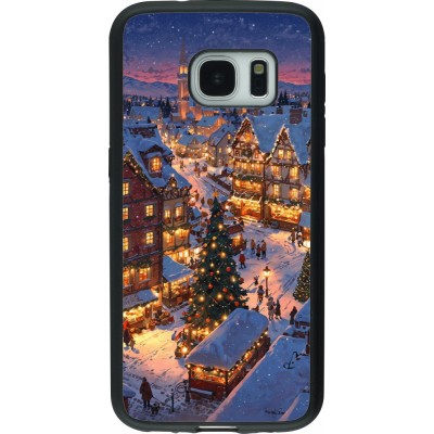 Samsung Galaxy S7 Case Hülle - Silikon schwarz Christmas 25 Xmas Village